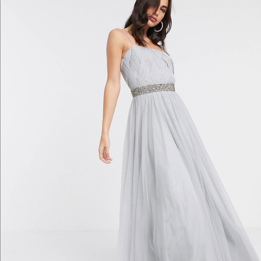 Silver beaded gown